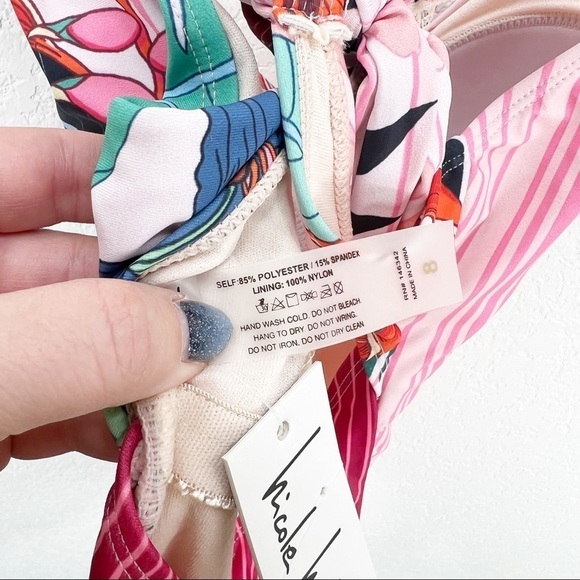 Nicole Miller Blush Floral One Piece Swimsuit Pink Size 8 NWT - Picture 9 of 11